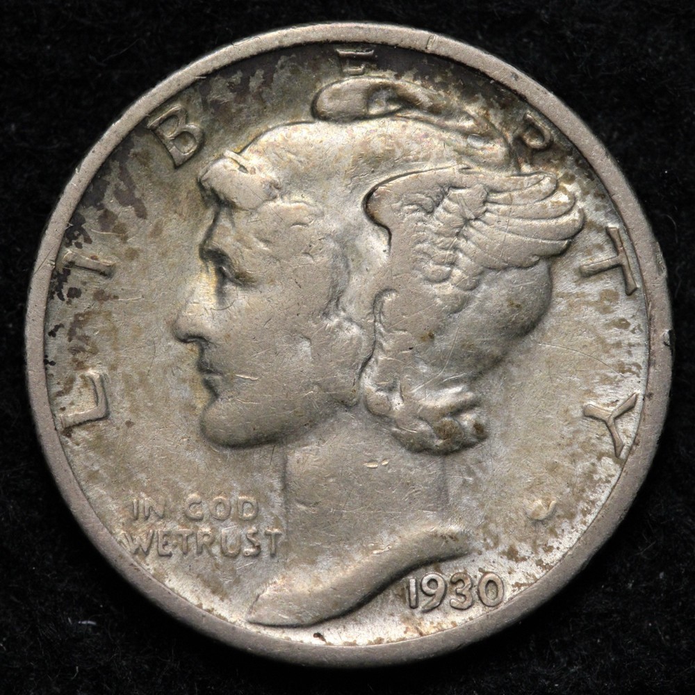 1930-S Mercury Silver Dime AU E260 OKM
