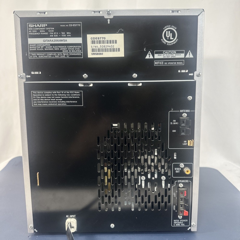 FOR PARTS Sharp CD-ES770 Mini Component 5 CD Changer Main Unit Only W/O Speakers