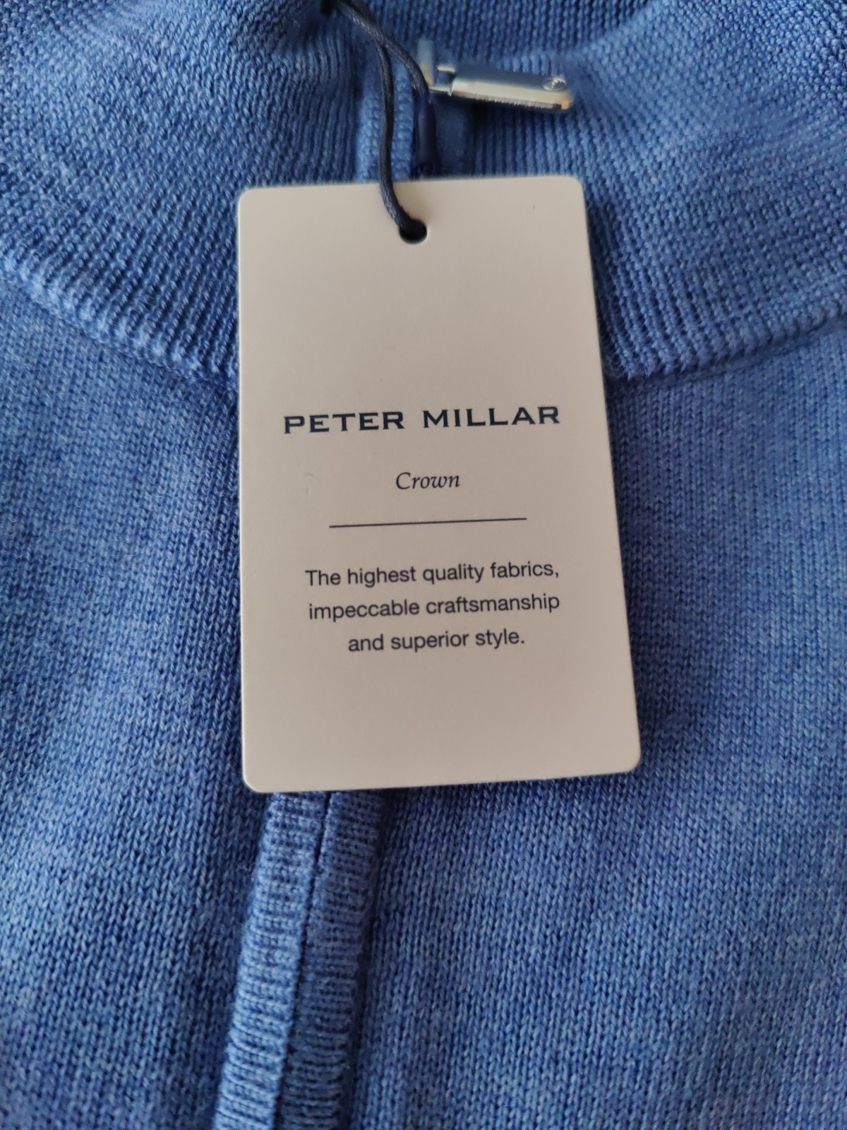 NWT MEDIUM Peter Millar Autumn Crest Quarter Zip Sweater Blue MSRP $230