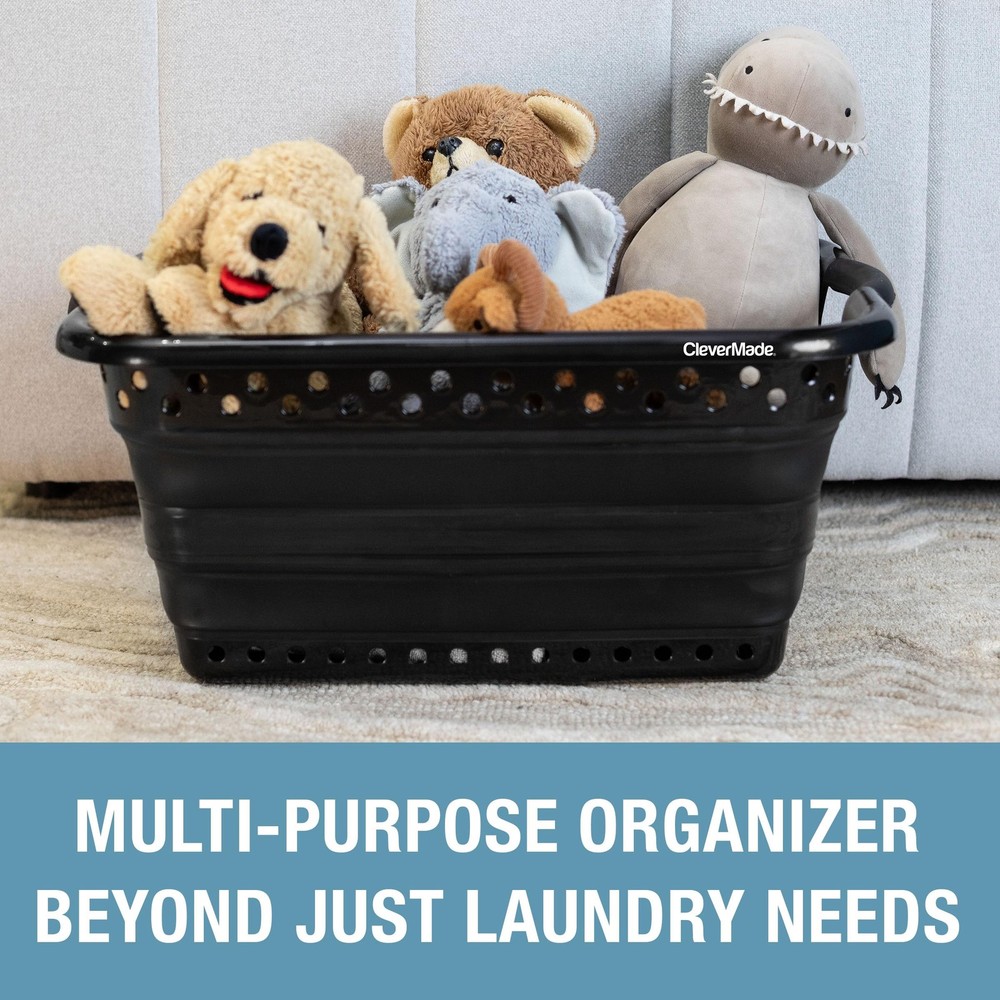 39L/9 Gallon Collapsible Laundry Basket Foldable Storage Container Black