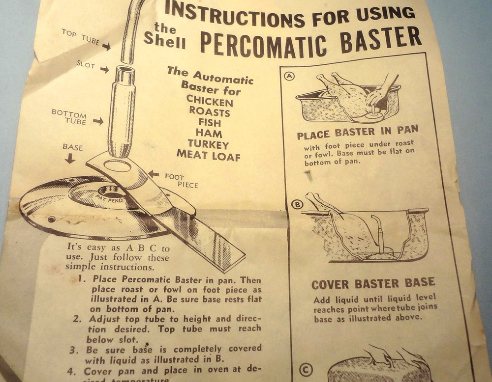1949 SHELL PERCOMATIC BASTER remarkable in ORIGINAL BOX w/DIRECTIONS- NICE FIND!