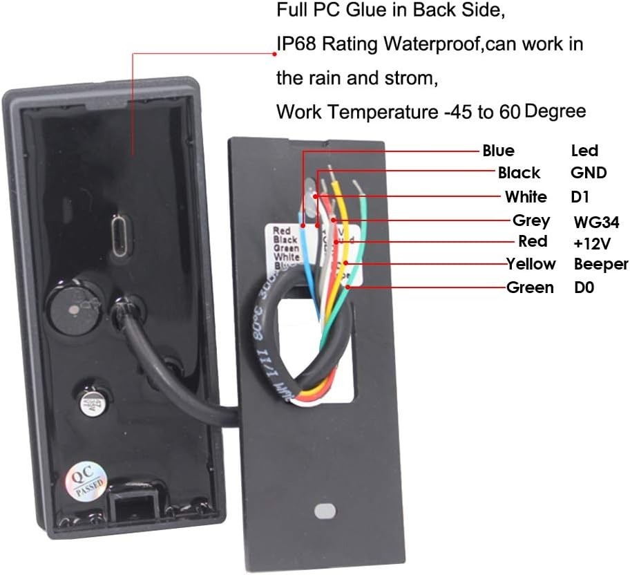 RFID Proximity Card Reader Wiegand 26 34 Bit Waterproof Access Control