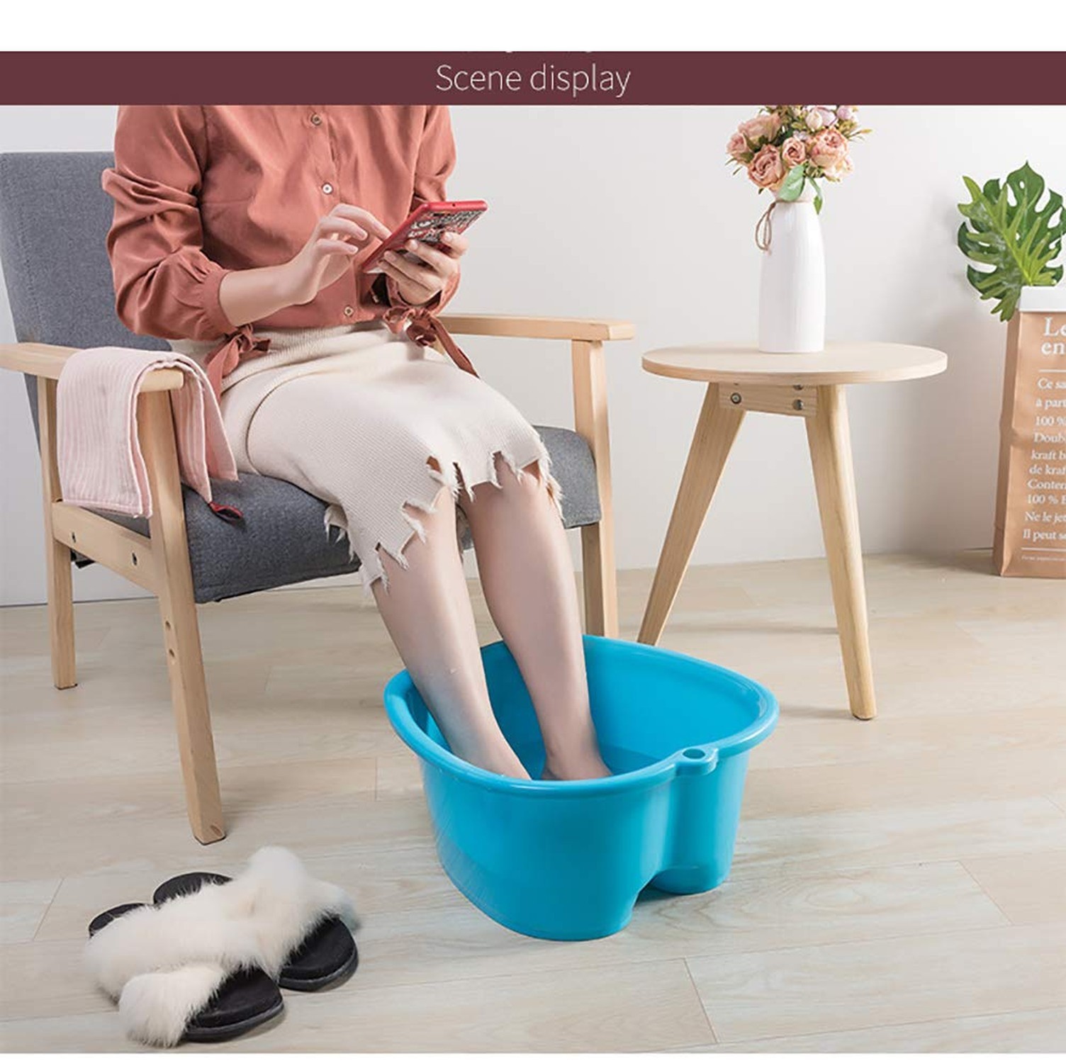 Large Plastic Foot Basin Bath Spa Tub Feet Massage for Soaking Foot,Toe Nails...