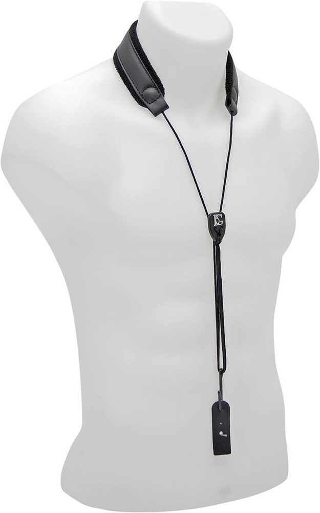 BG C23LP Leather Clarinet Strap with Leather Pad Black Solid