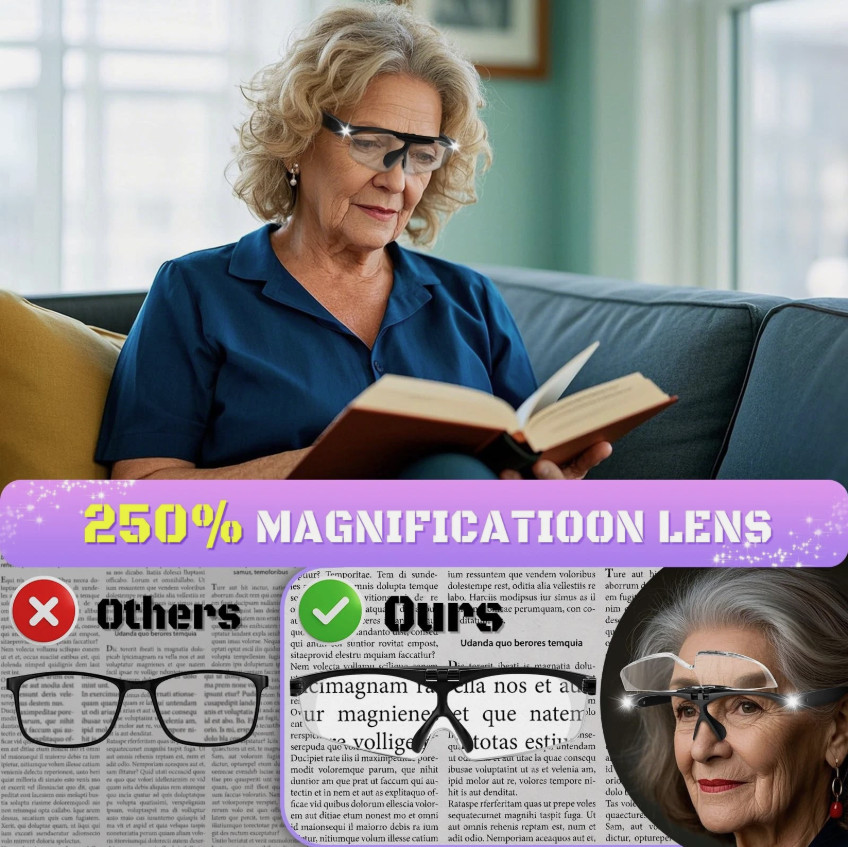 250% Magnifying Glass with Light, Rechargeable Head Magnifier Glasses with Li...