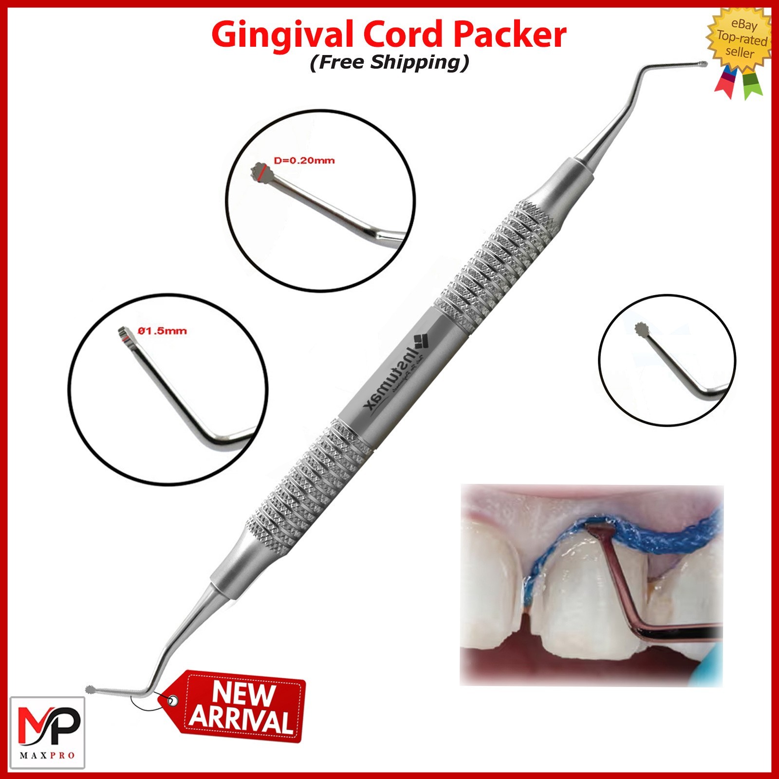 5 PCs Dental Cord Packer Small Tip Gingival Atraumatic Retraction Instruments