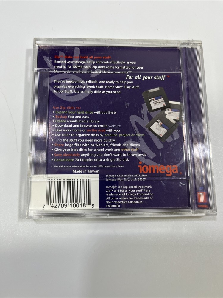iomega Zip 100 Disk Formatted for Macintosh EUC