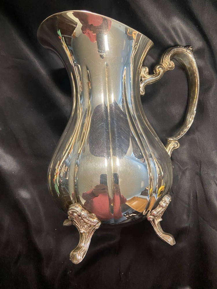 Vintage 80s Sheffield Silver Co Footed Water Pitcher Holloware S8506 9" Tall