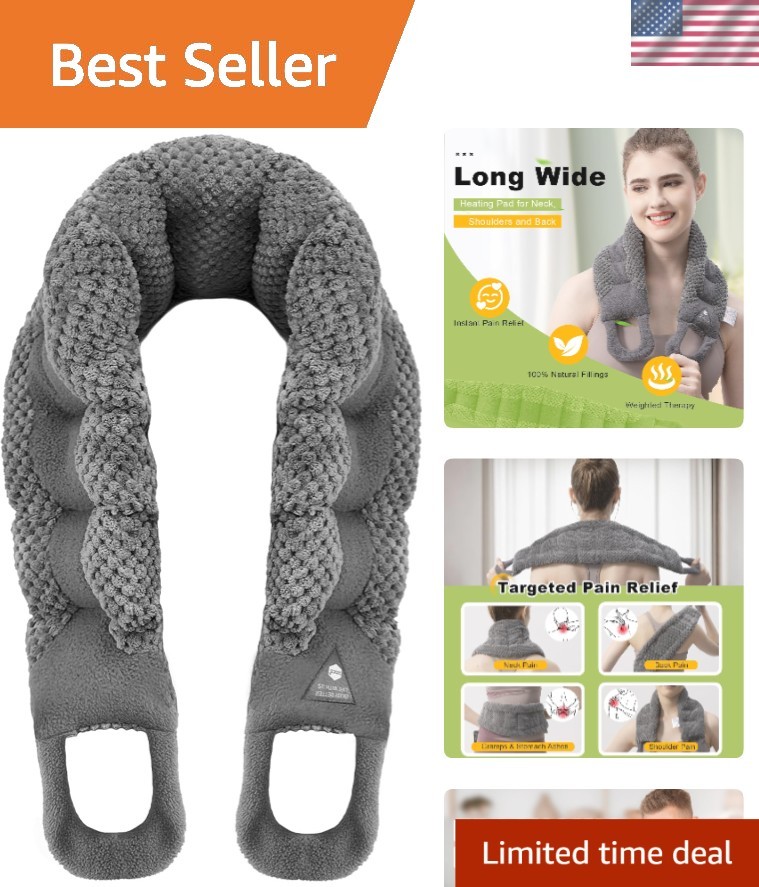 Long Wide Heating Pad for Neck and Shoulders - Gray