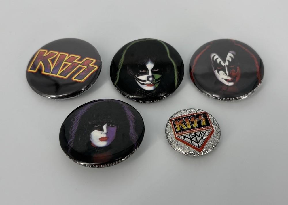 KISS Button Pin Lot Solo Albums Licensed Peter Gene Paul Modern