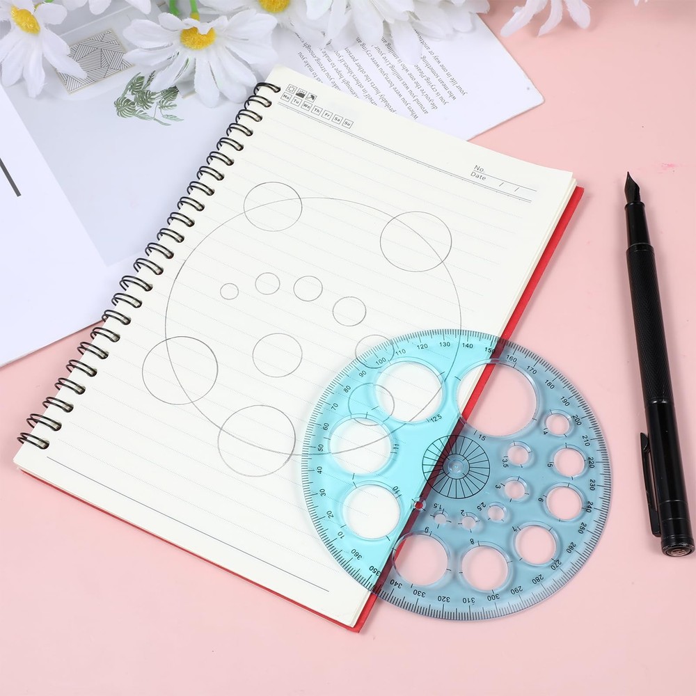 2 Pcs Plastic Geometric Circle Template Stencil Drawing Ruler MultiFunction