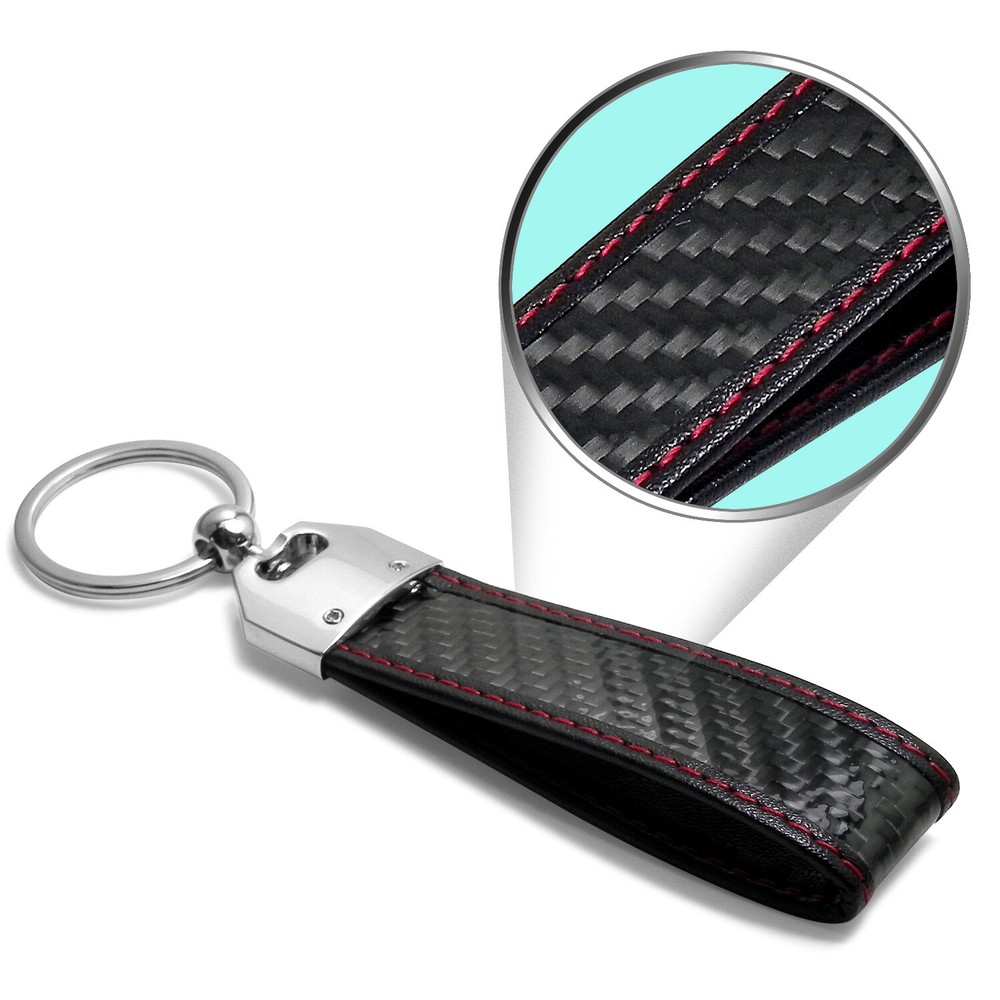 Dodge SRT Hellcat Real Black Carbon Fiber Loop Strap Key Chain