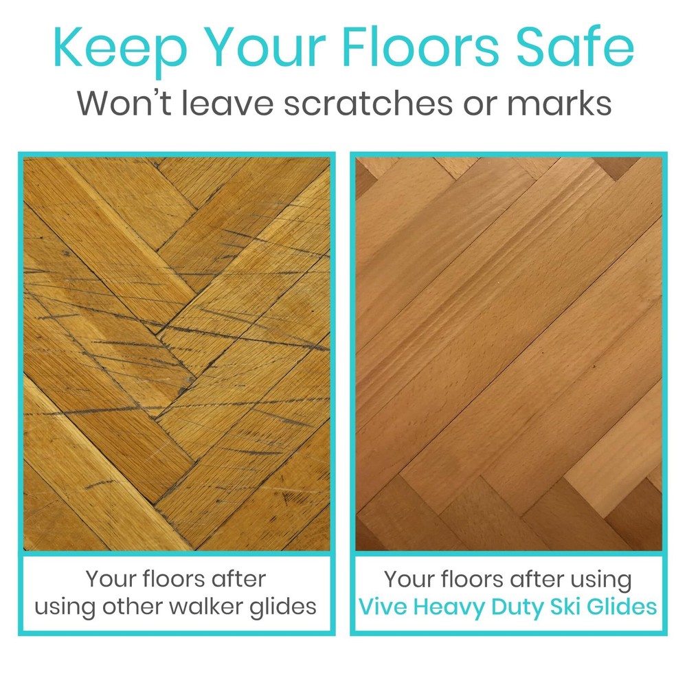 Vive Walker Ski Glides & Covers 4 PCS - Replacement Feet for Folding Walker