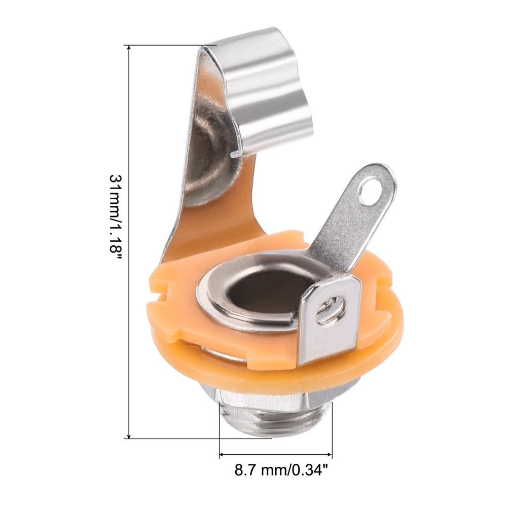 8 Pcs Guitar Input Jack 1/4" Stereo Jack Mono Panel Mount Socket Silver