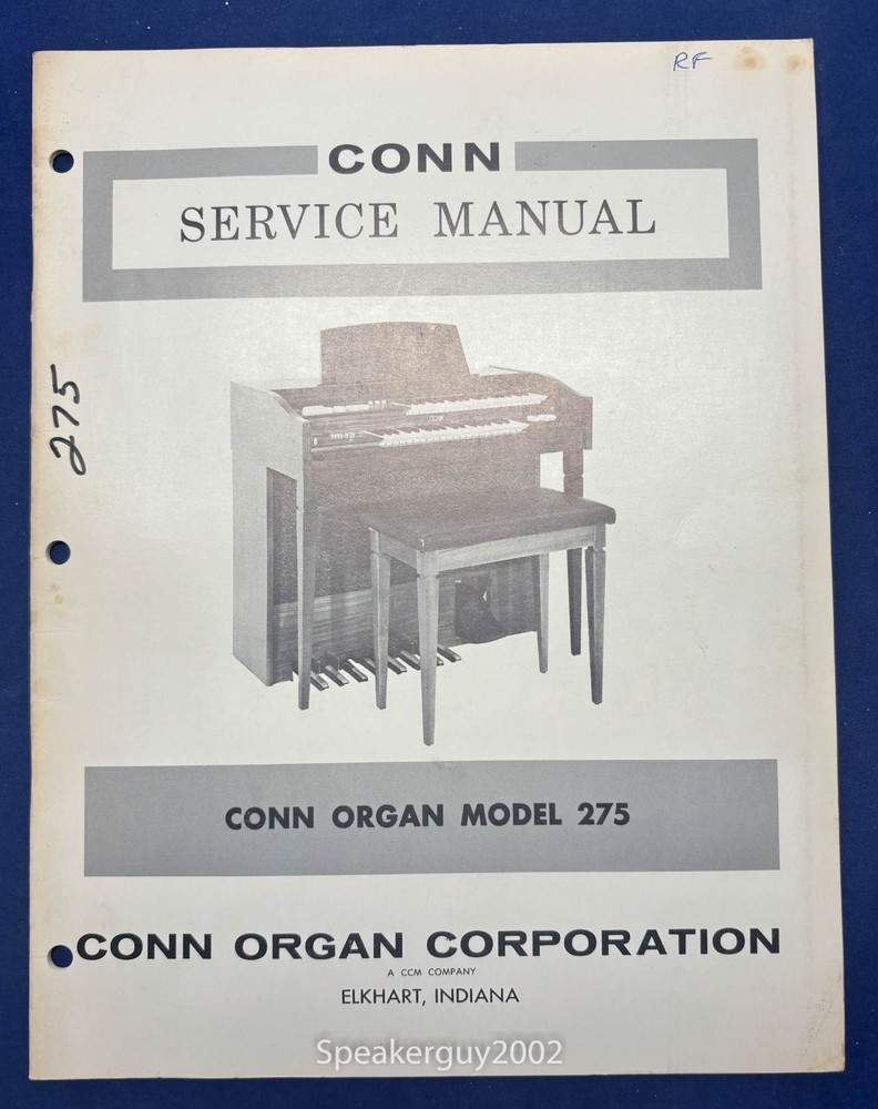 Original Conn Organ Service Manual / Model 275