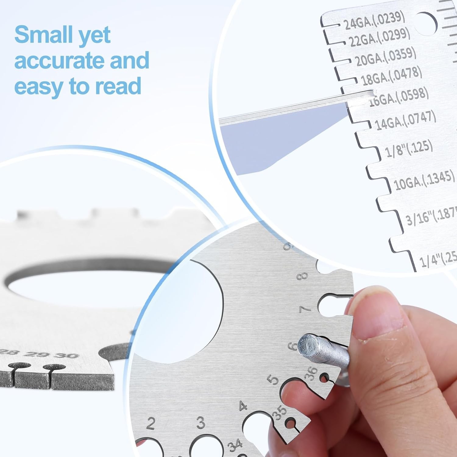 2Pcs Metal Gauge Thickness Tool Wire Gauges Size for Welding Highly Accurate