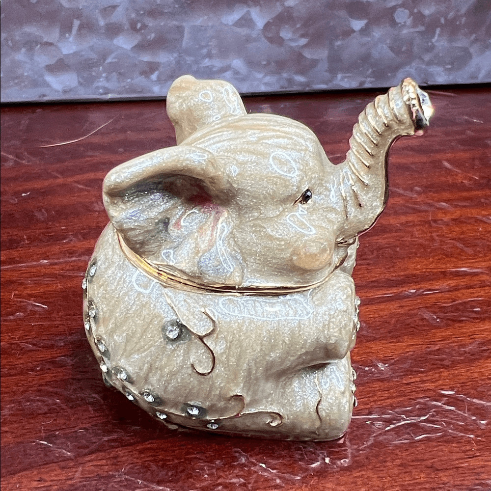 Enamel Elephant Trinket Box