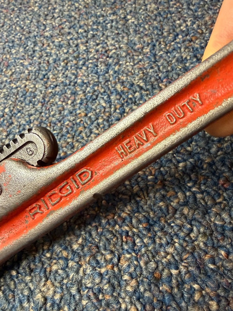 Vtg Ridgid 8" pipe wrench, vg condition