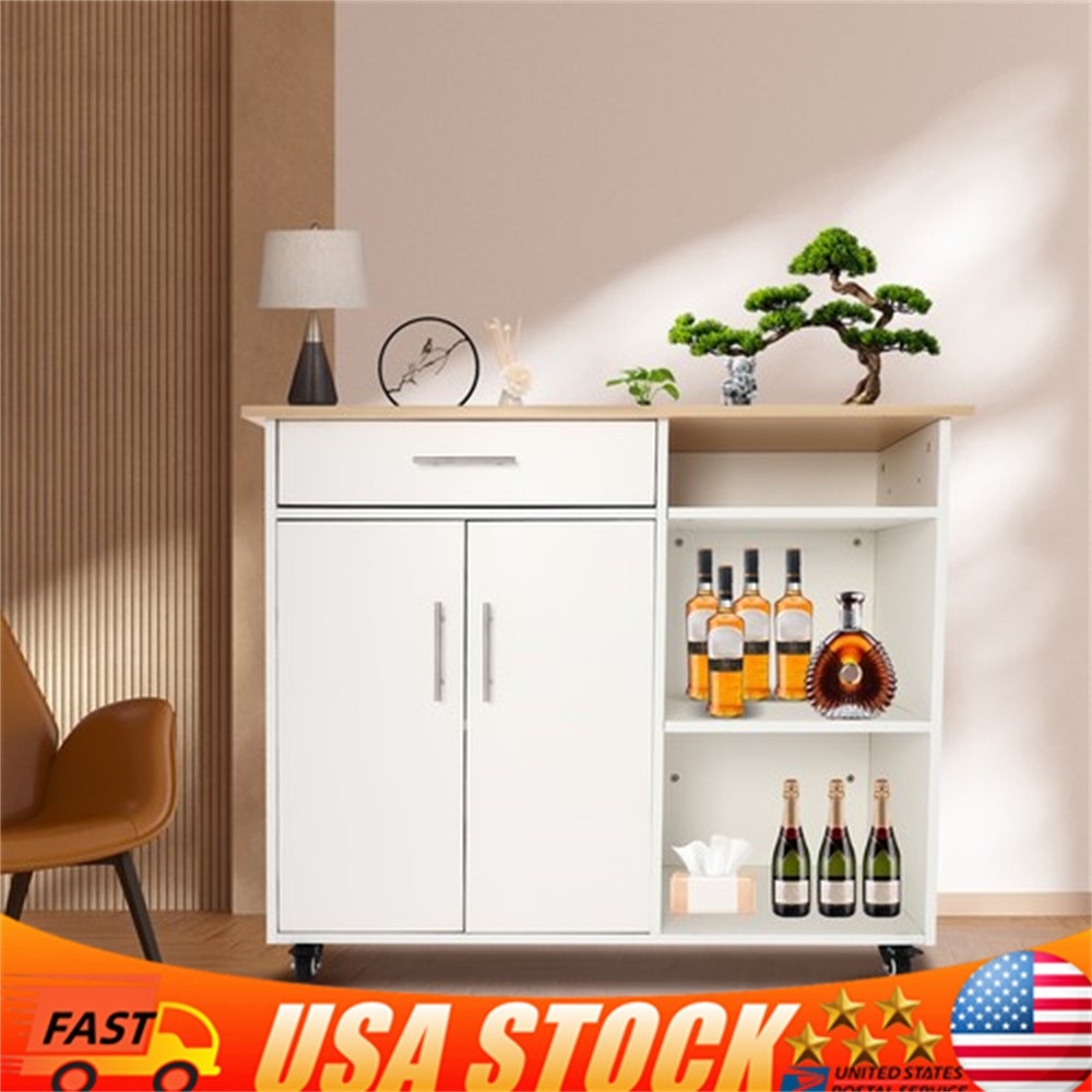 Rolling Kitchen Island Side Table, Rolling Trolley Cart with Drawer