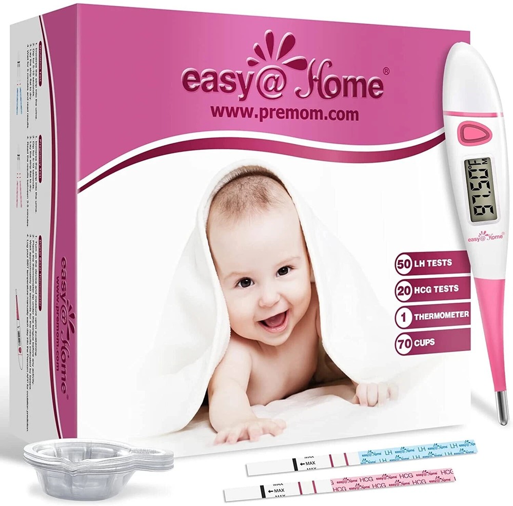 Easy@Home Ovulation & Fertility Test Kit + BBT Thermometer and Testing Cups