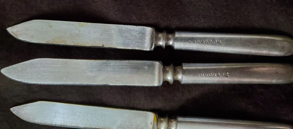 Reed & Barton, Aurora 12, Rockford Silver Plate Co Warranted Silverware Knives