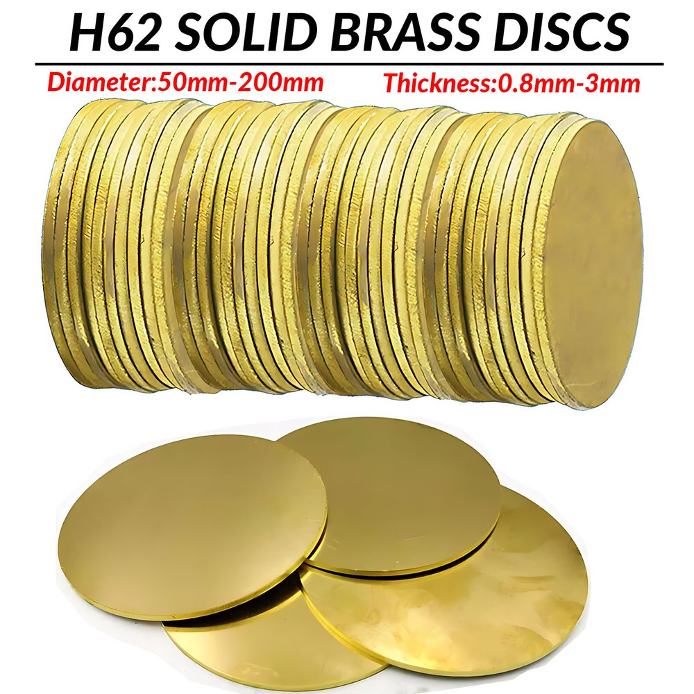 15PCS H62 Solid Brass Discs Blanks Metal Round Sheets 3mm×50mm