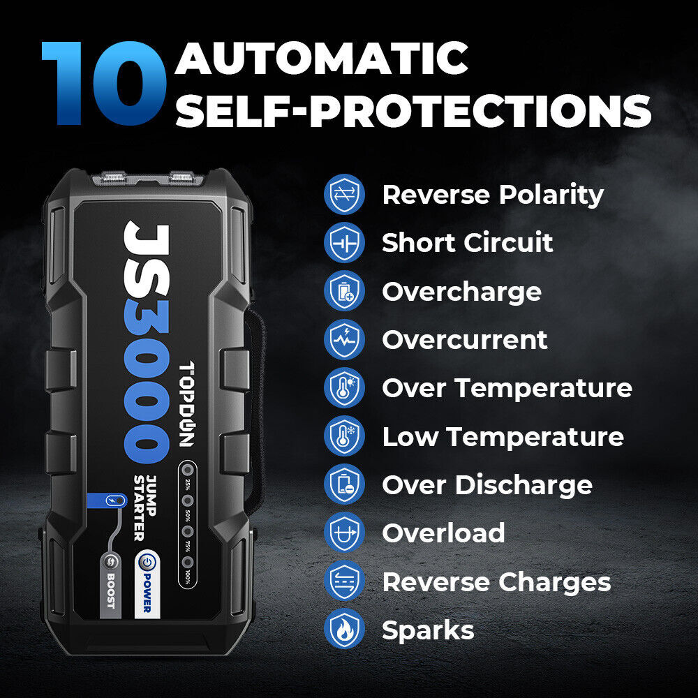 🔥2024 TOPDON JS3000 TOPDON Jump Starter 12 Volt Jumper Starter Battery Booster