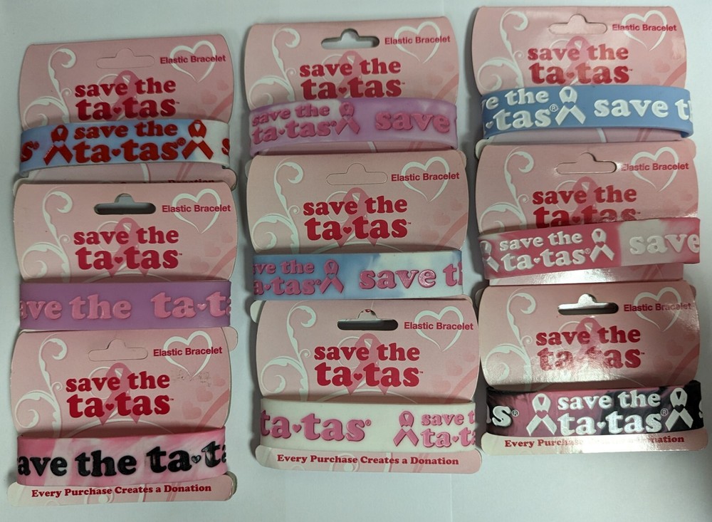 FOREVER COLLECTABLES SAVE THE TA-TAS ASSORTED ELASTIC BRACELETS *SEE VARIATIONS