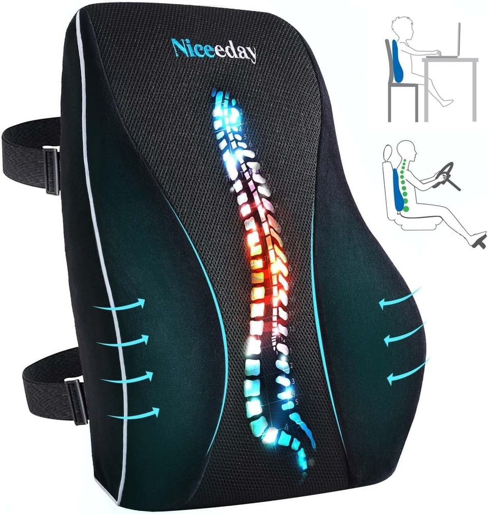 3D Mesh Ergonomic Back Support Pillow - Soft Memory Foam Relief for Office