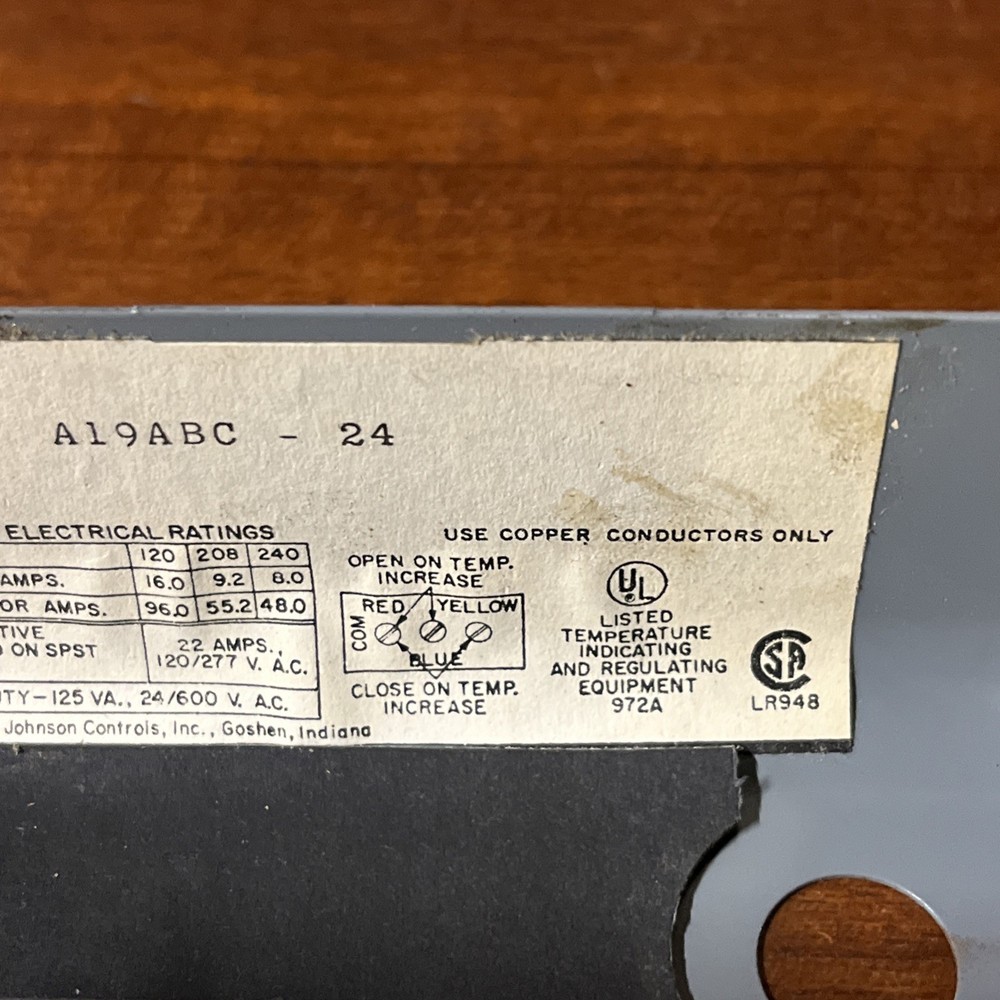 USED PENN Temperature Control A19ABC-24 (-20 -100F ) Adjustable Differential