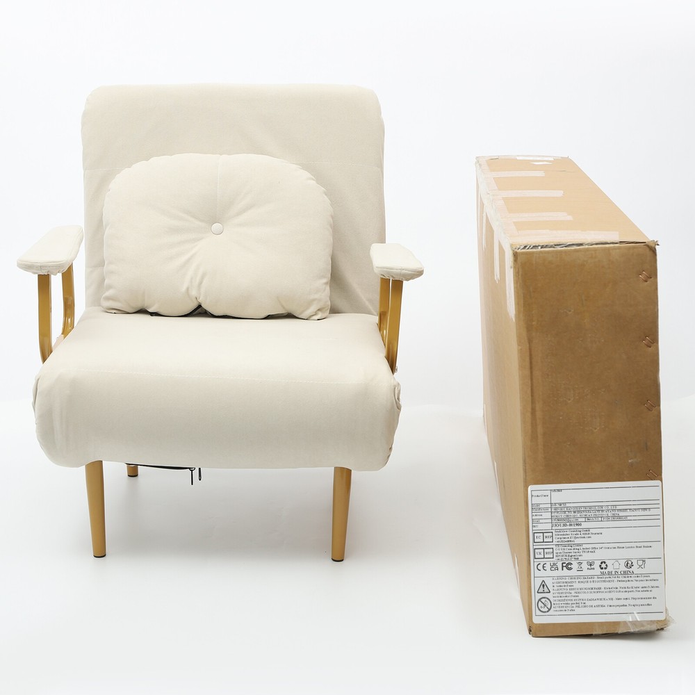 Convertible Sofa Bed with Pillow, 5-Gear Adjustable Backrest, Compact Design