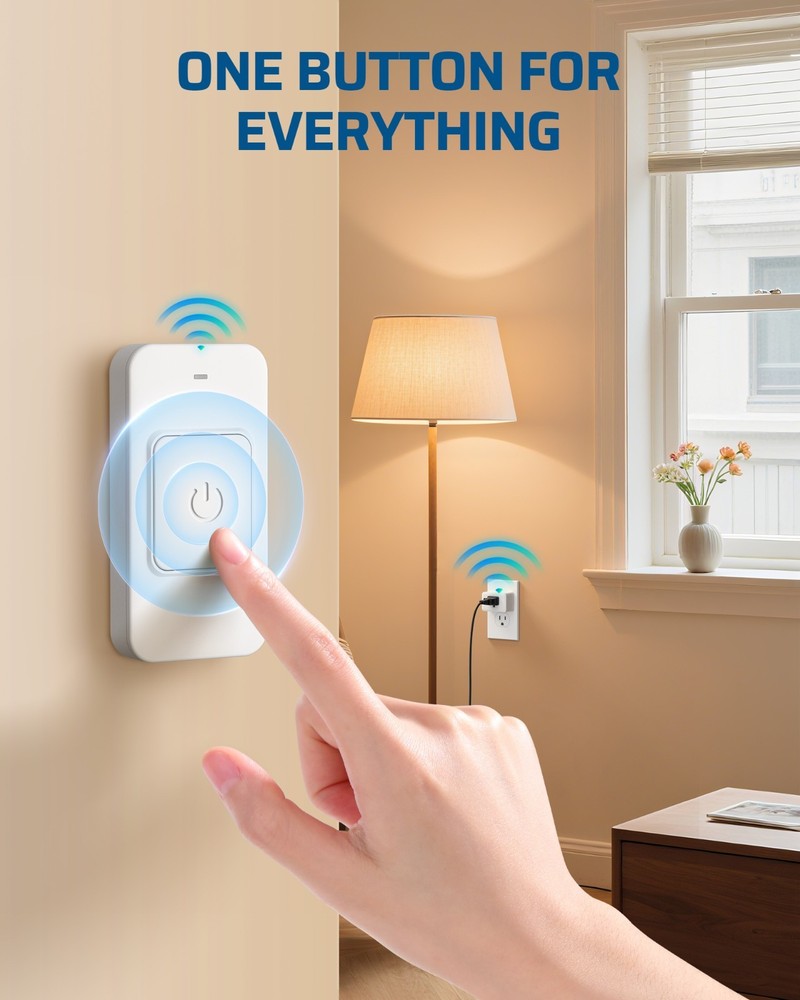 Single Button RF Remote Control Electrical Plug Outlet No WiFi Needed 100FT