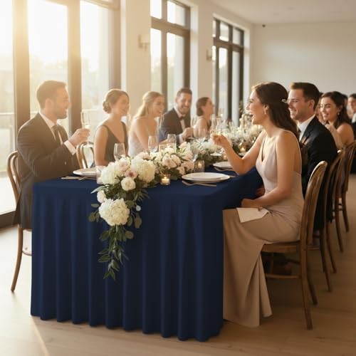 4ft Spandex Tablecloth 2 Pack Fitted Stretch Table 24x48 Inch| 2 Pack Navy