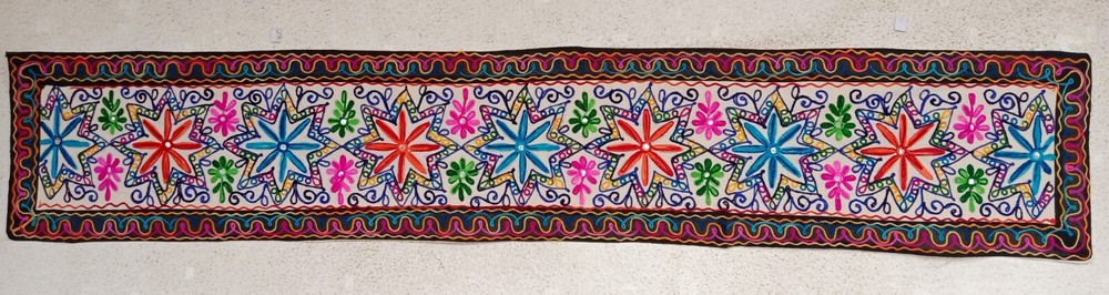 Multicolor Floral Embroidered Table Runner or Wall Hanging, Home Decor, Handmade