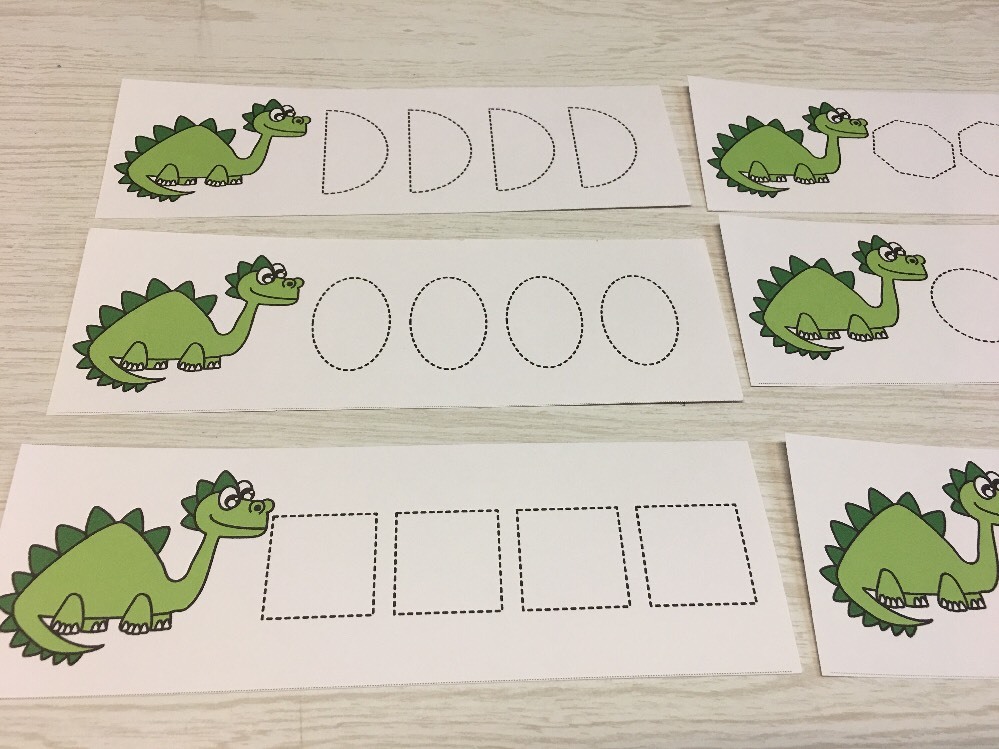 Dinosaur - Shapes Tracing - Laminated Activity Set - Teaching Supplies
