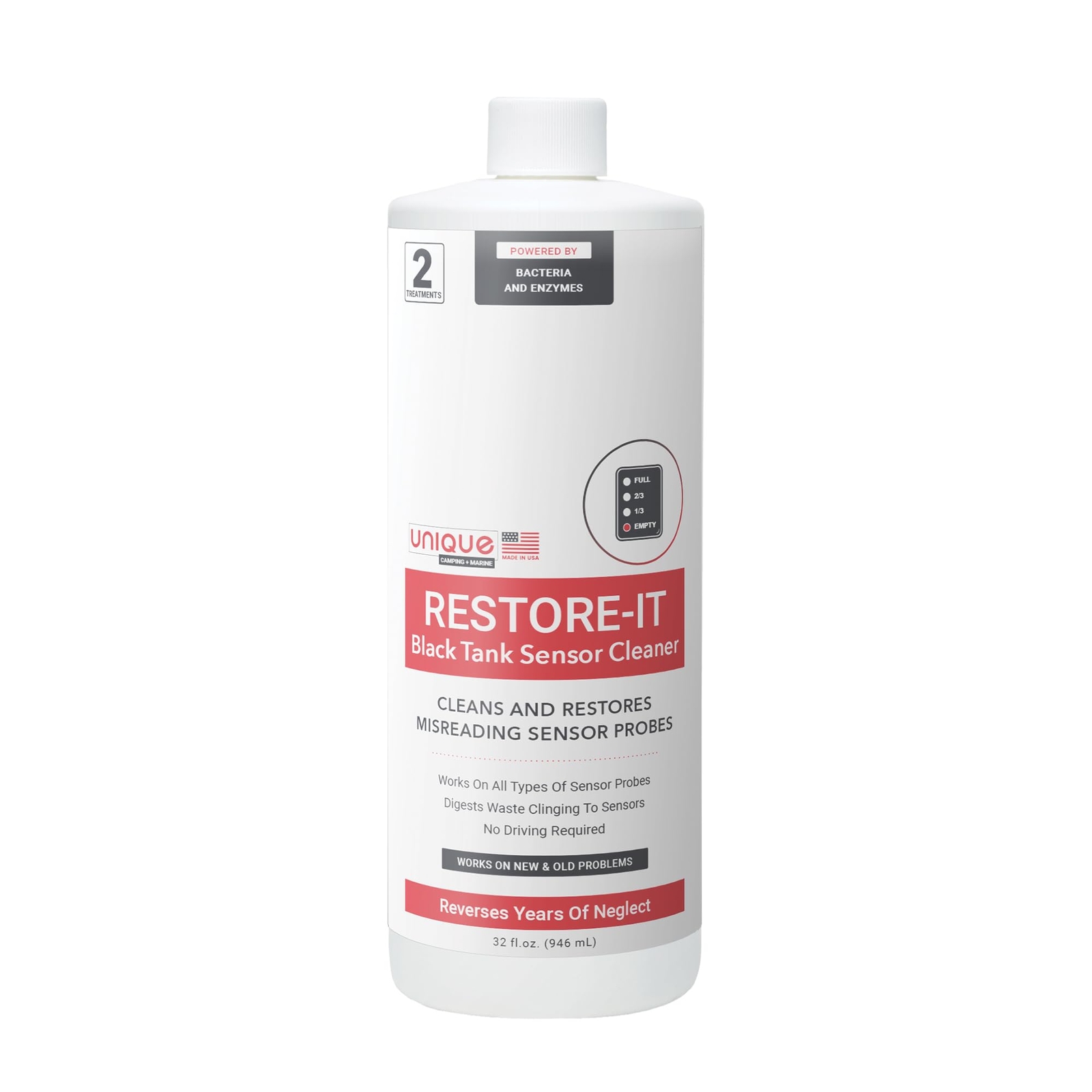 Unique Restore-It RV Black Tank Sensor Cleaner Liquid - Cleans and Restore