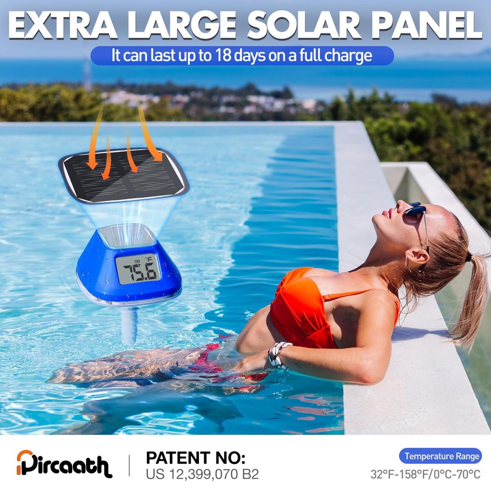 2026 NextGen Solar Pool Thermometer Floating Easy Read, Digital Pool Thermome...