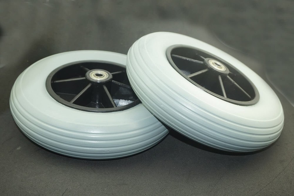 (Pair of Two) ,8 x 2 (200x50) Solid Rubber Front Rear Caster Tires Wheels Assemb