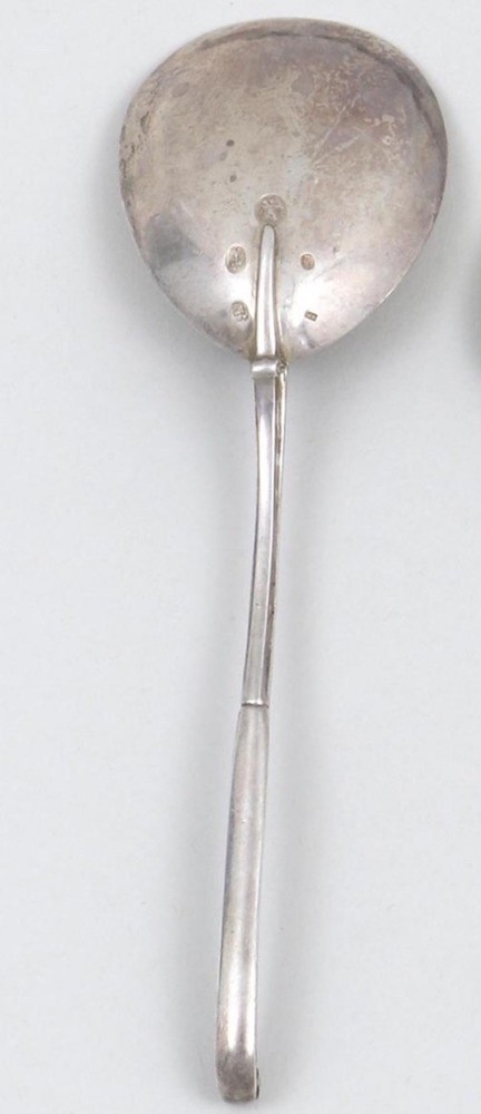 Antique Denmark Simon Groth Silver Serving Spoon Moinichen Devil Mask Handle