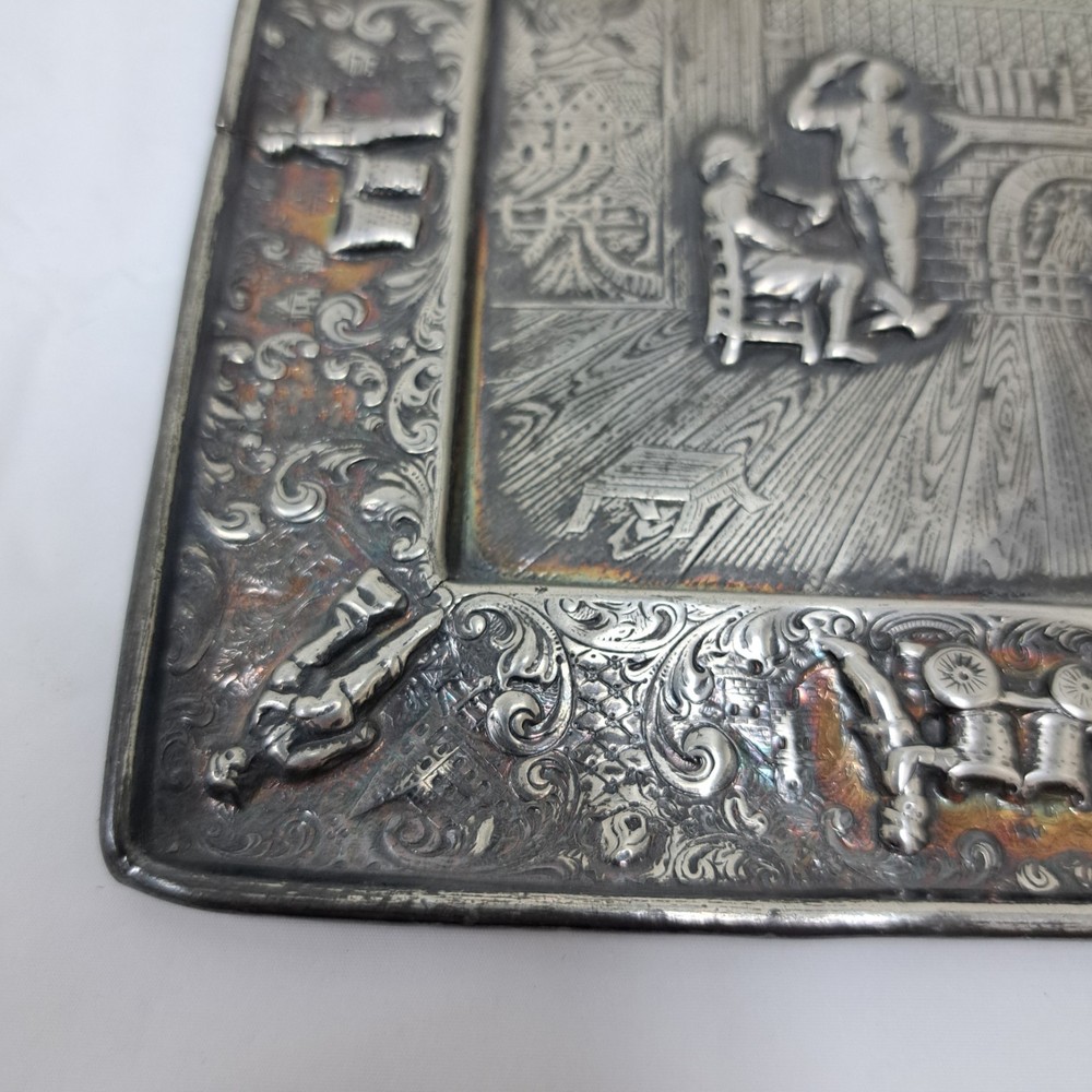 Vintage Raised Relief Rectangular Tray 3 Men By Hearth Barbour SP Co. 3277A