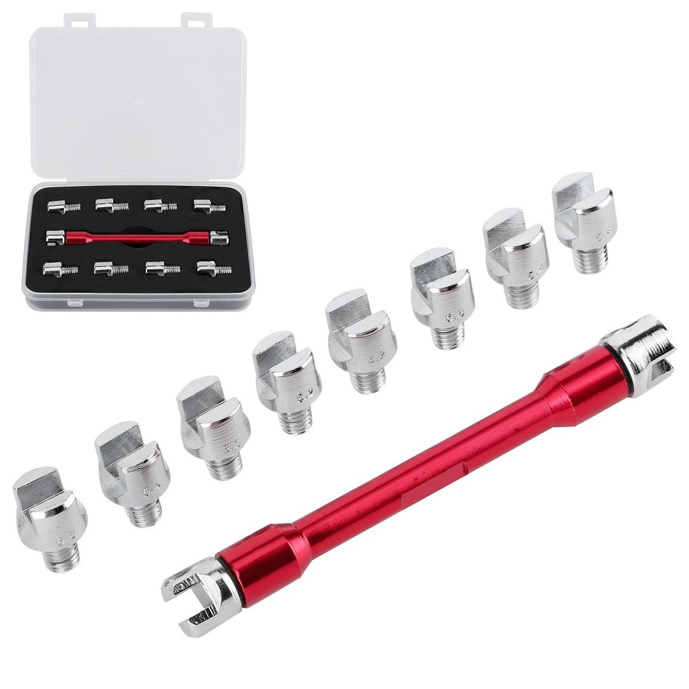 Motorcycle Spoke Wrench Torque Spanner Set Universal 10 Size Interchangeable