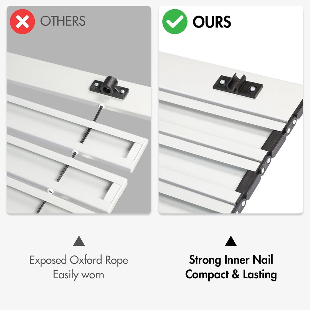 Lightweight Aluminum Folding Square Table Roll up Top 4 People Compact Table wit