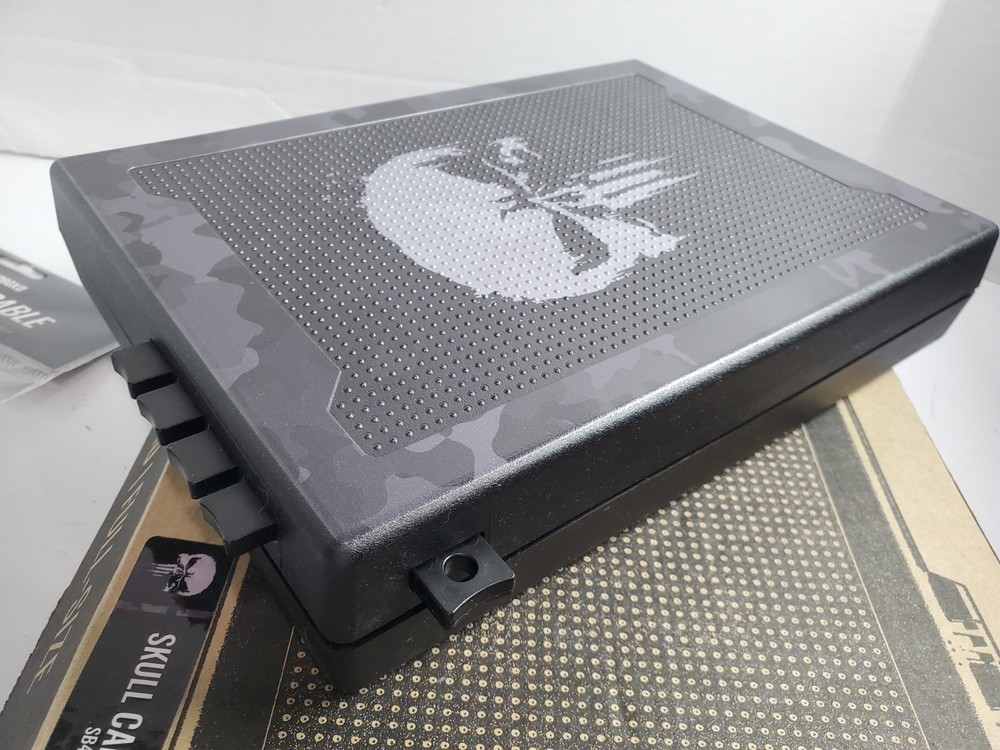 NEW StopBox Pro Handgun Safe - Full Size - Skull Camo With Security Cable