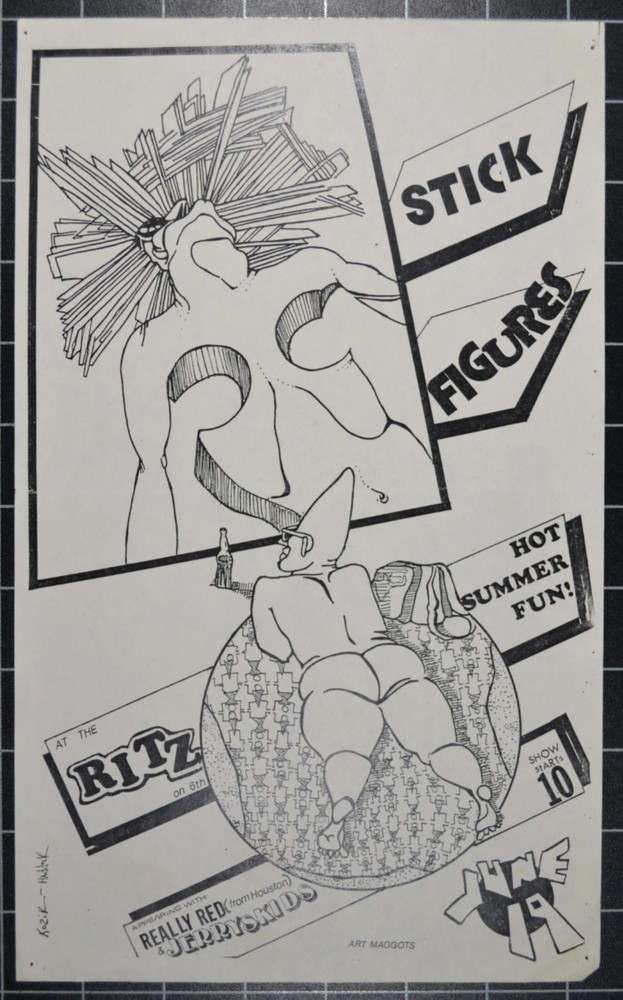 FRANK KOZIK  - STICK FIGURES CONCERT FLYER - CIRCA 1982