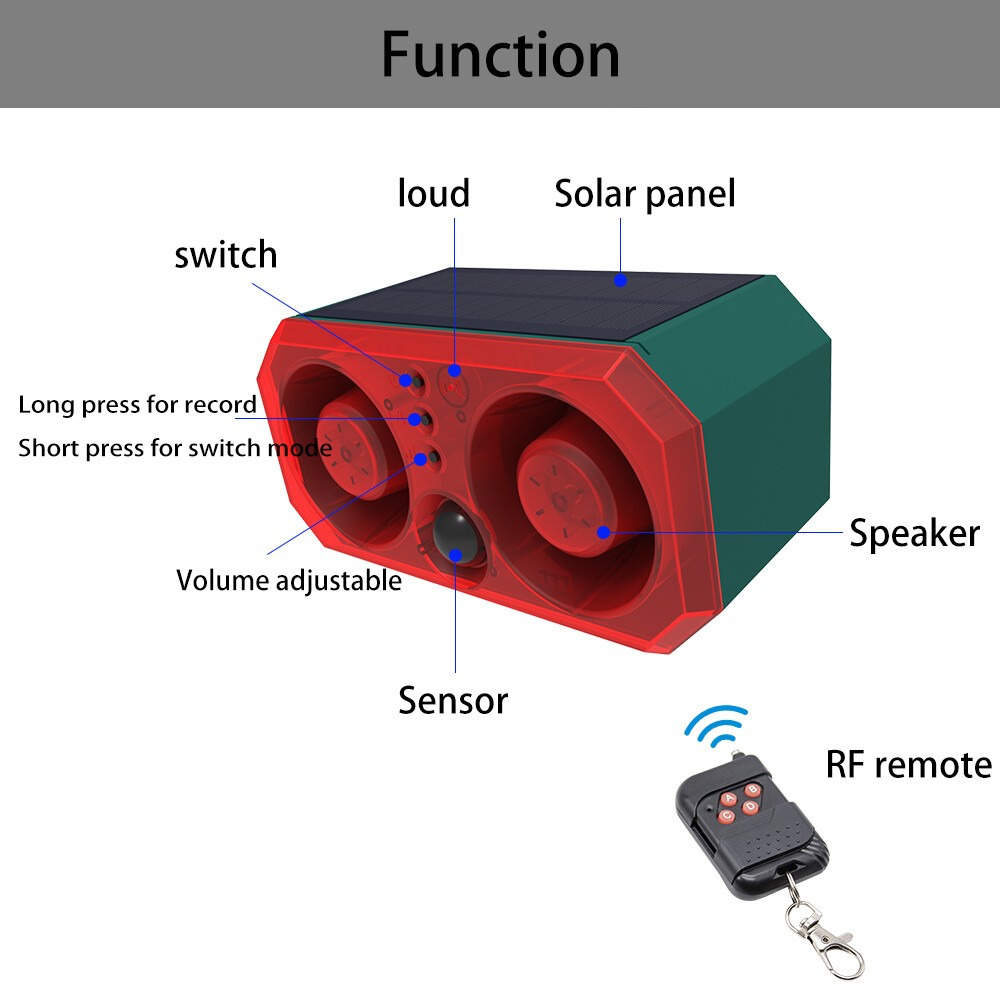 130db Solar Alarm Light with Motion Sensor and Remote