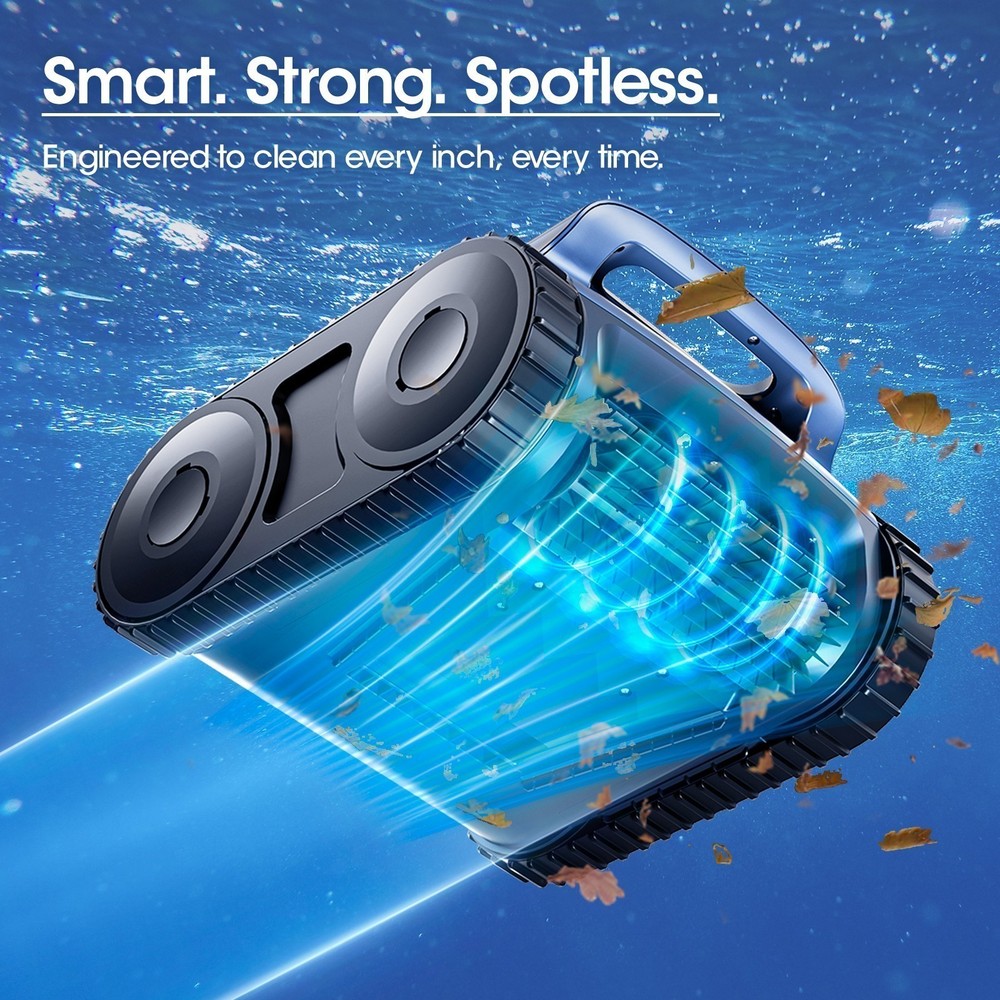 Seauto Cordless Robotic Pool Vacuum Cleaner SAT25, Track Drive Sonar Navigation