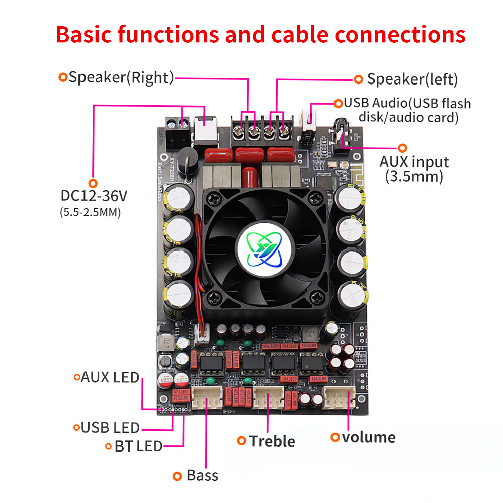XY-T220H 220W * 2 Bluetooth Audio Amplifier Board Module +Potentiometer External