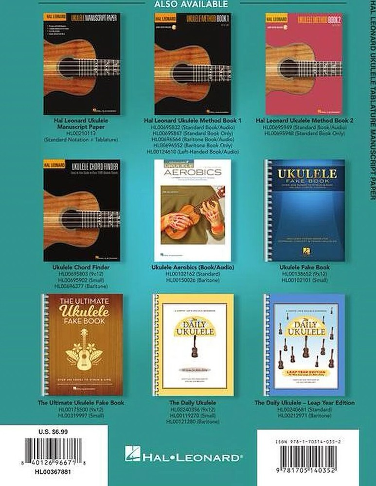 Hal Leonard Ukulele Tablature Manuscript Paper