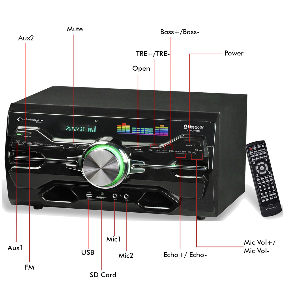 Technical Pro 4000 Watts Bluetooth Home Audio Receiver with Built-in DVD Player