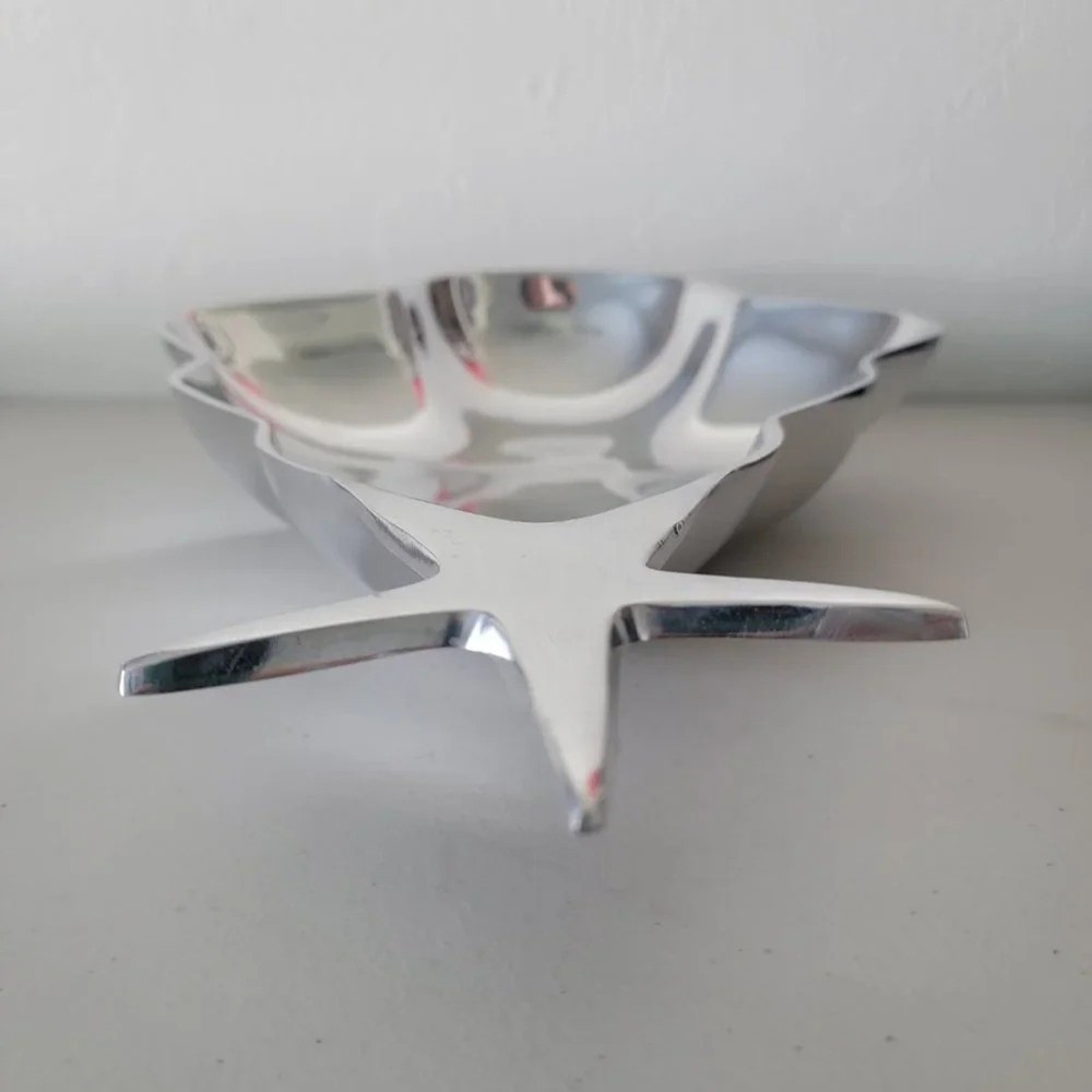 Pewter Christmas Tree Serving Platter Silver Tone Holiday Tray Medium Size